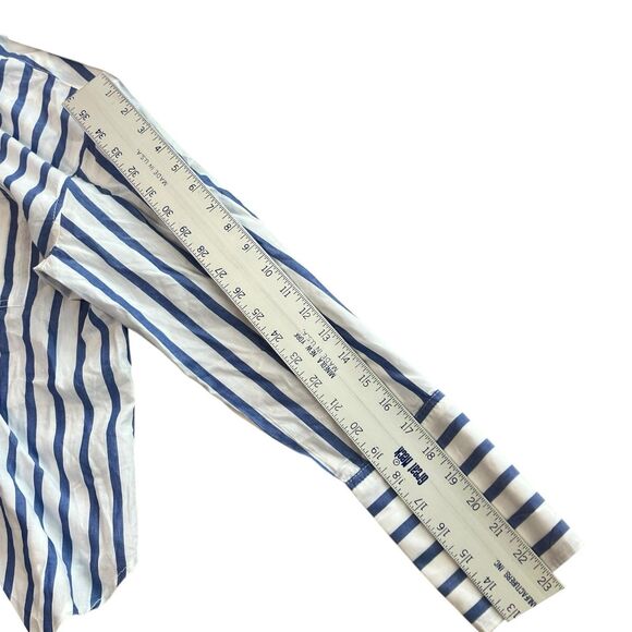 J Crew Shirt WMNS 2 Blue Striped Button Down Garçon Cotton Voile Nautical Preppy - Picture 9 of 14